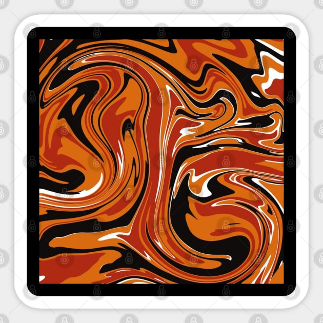 Orange Red Black and White Marble Abstract Art Design Sticker by AussieMumaArt